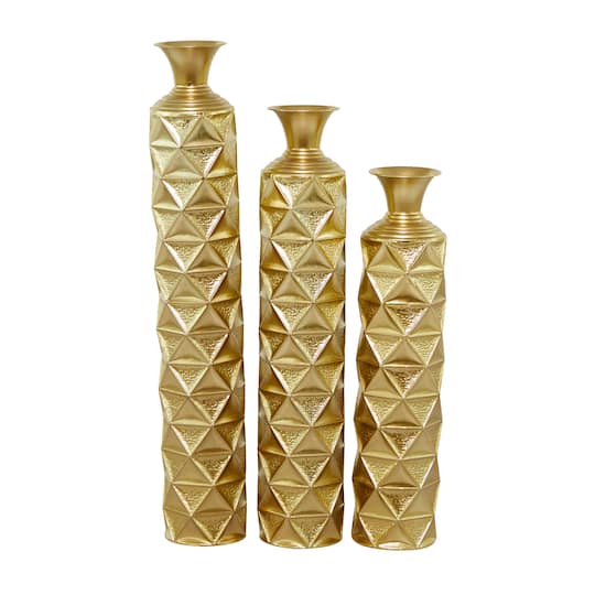 Gold Metal Glam Vase, Set of 3" 34", 29", 25"